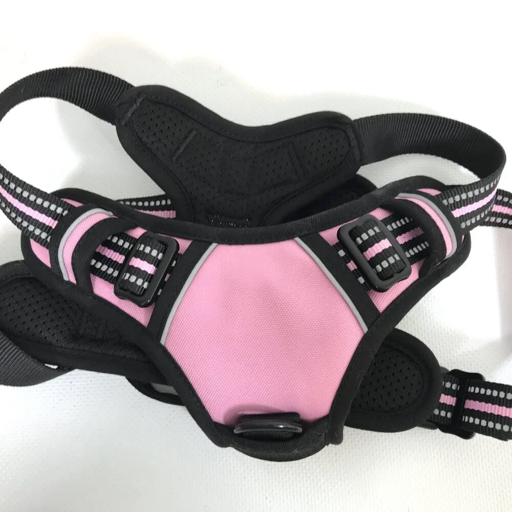 Eagloo Dog Harness Pink Black L No Pull Harness Reflective + Retractable Leash